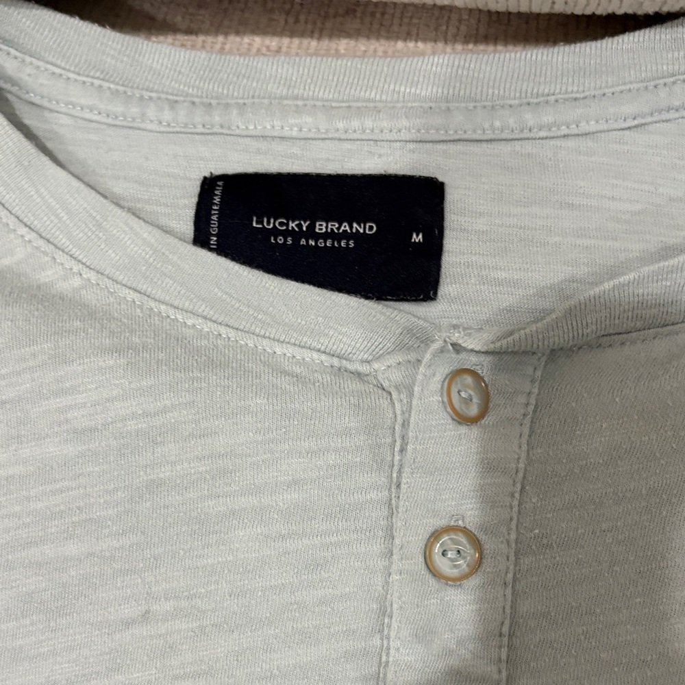 Lucky Brand Light Gray/Blue Henley Tee - Picture 3 of 4